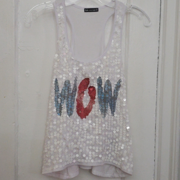 Tops - Red White Blue WOW tank top